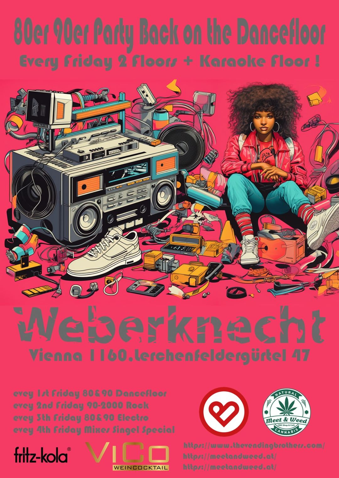 80er 90er Party am 3. November 2023 @ Weberknecht.