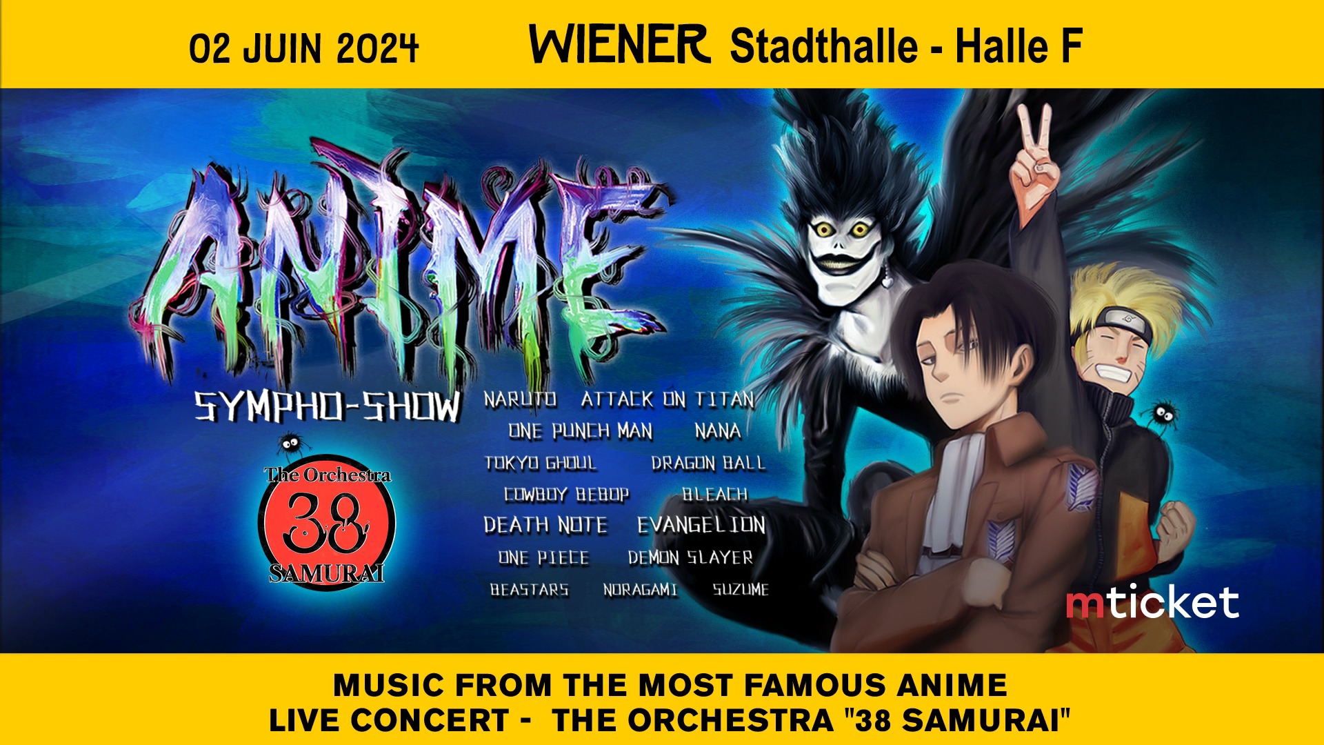 Anime Sympho-Show am 2. June 2024 @ Wiener Stadthalle - Halle F.