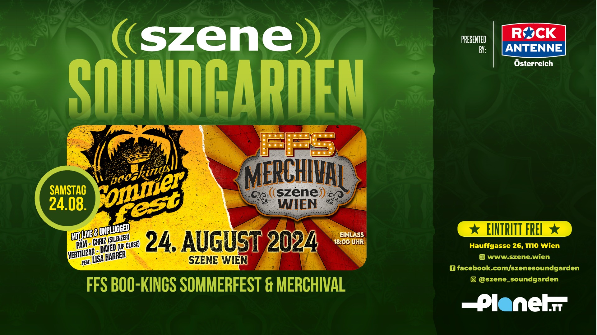 FFS Boo-Kings Sommerfest & Merchival am 24. August 2024 @ Szene Wien.