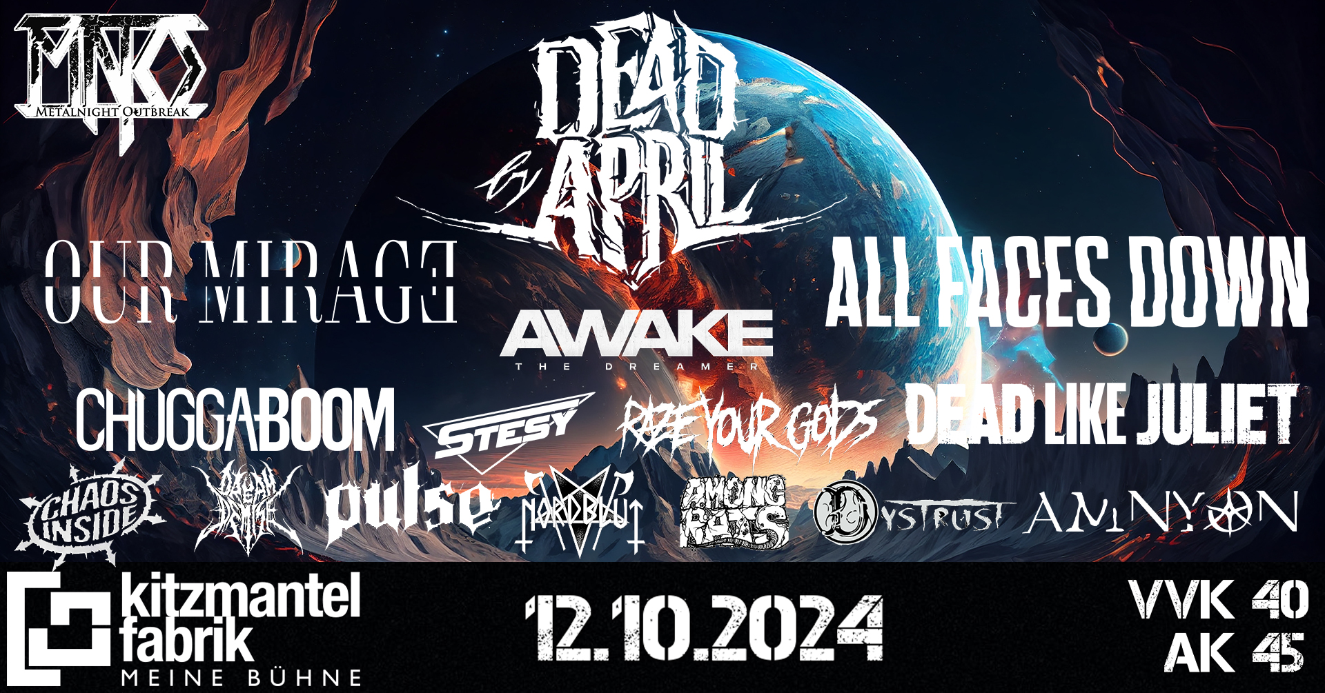 Metalnight Outbreak Festival Vol.11 am 12. October 2024 @ Kitzmantelfabrik Vorchdorf.