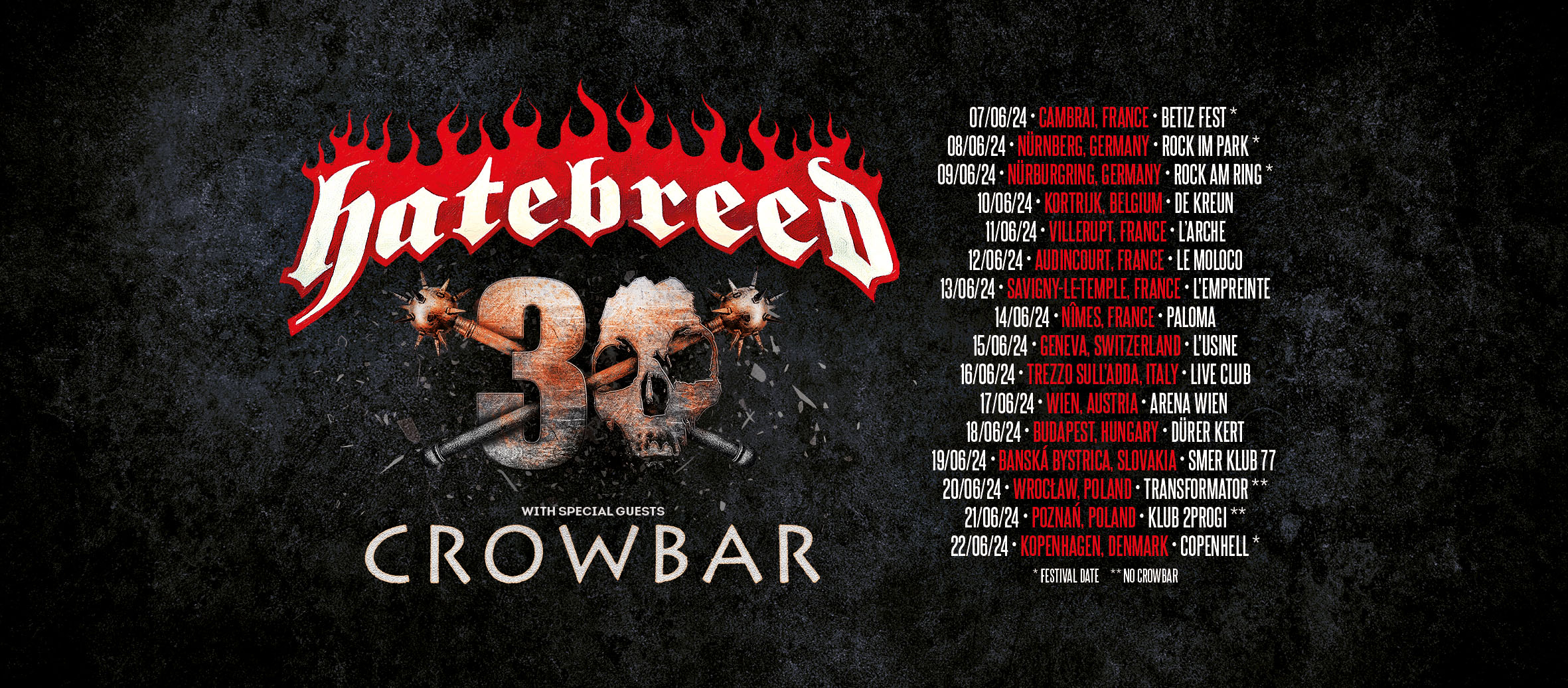 Hatebreed | Crowbar am 17. June 2024 @ Arena Wien.