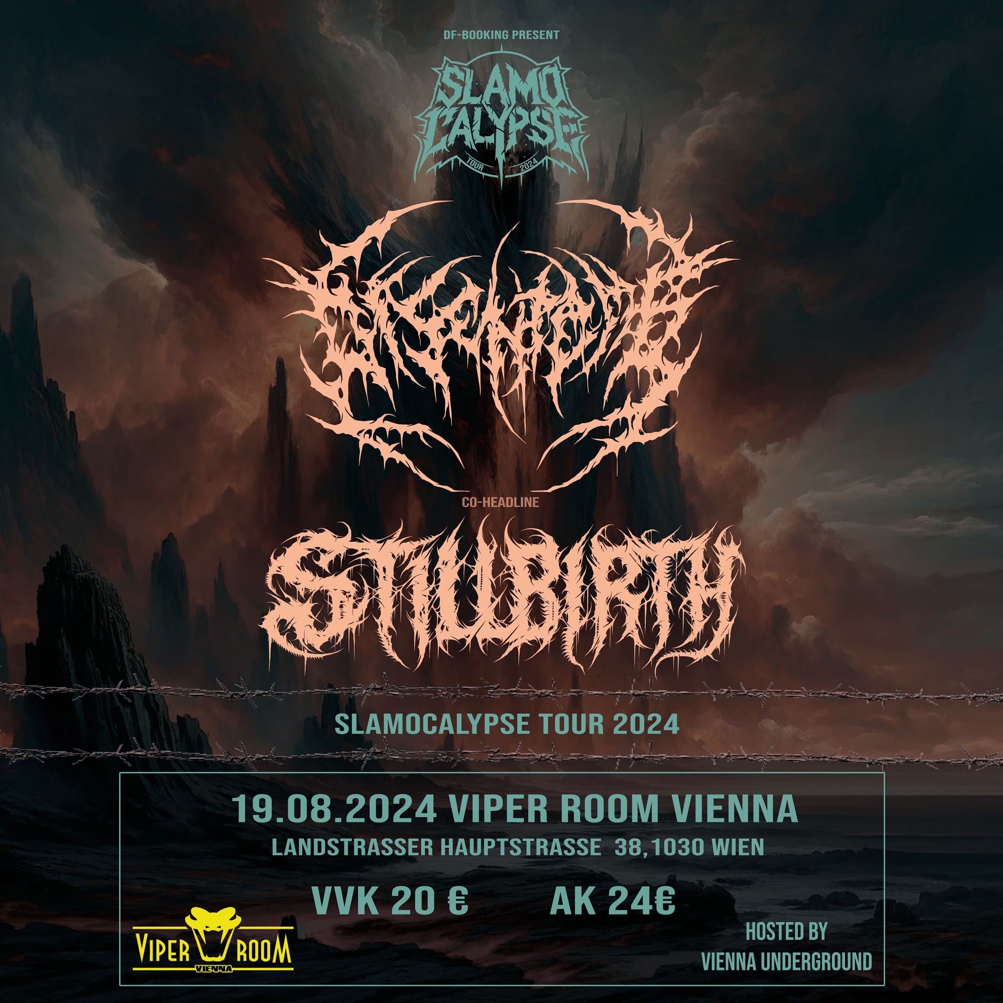 Disentomb (AUS) // Stillbirth (DE) // Deformed Cadaver (DE) // Vault (AT) am 19. August 2024 @ Viper Room.