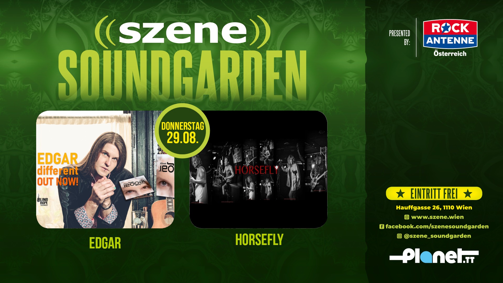 Rock The Garden #1 feat. Edgar | Horsefly am 29. August 2024 @ Szene Wien.