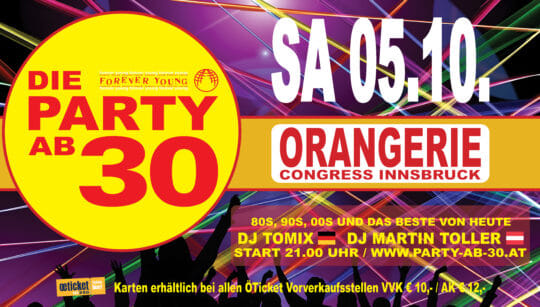 Forever Young - Die Party ab 30 am 5. October 2024 @ Orangerie Congress.