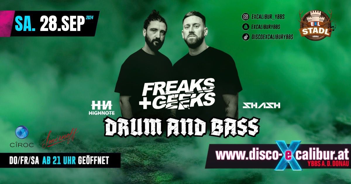 DnB pres. FREAKS+GEEKS am 28. September 2024 @ Disco Excalibur - Ybbs.