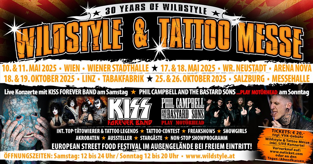 Wildstyle & Tattoo Messe Salzburg am 25. October 2025 @ Messezentrum Salzburg.