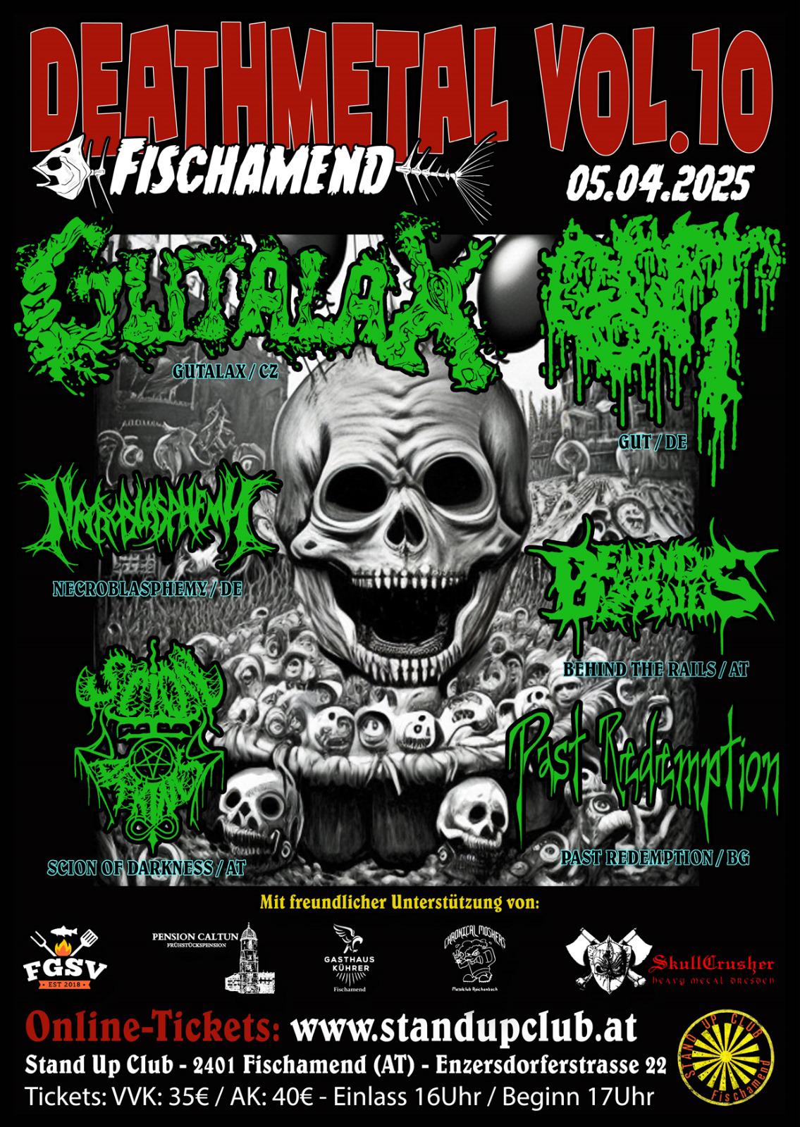 Death Metal Fischamend Vol. 10 am 5. April 2025 @ Stand Up Club Fischamend.