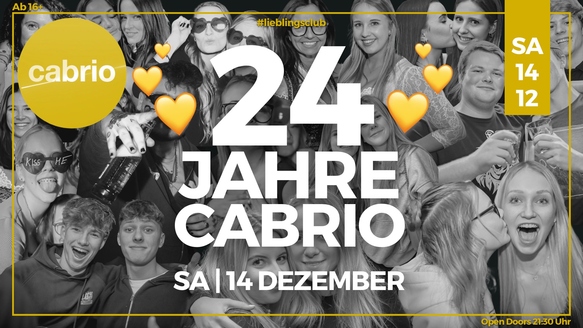 24 Jahre Cabrio am 14. December 2024 @ Partyhaus Cabrio.