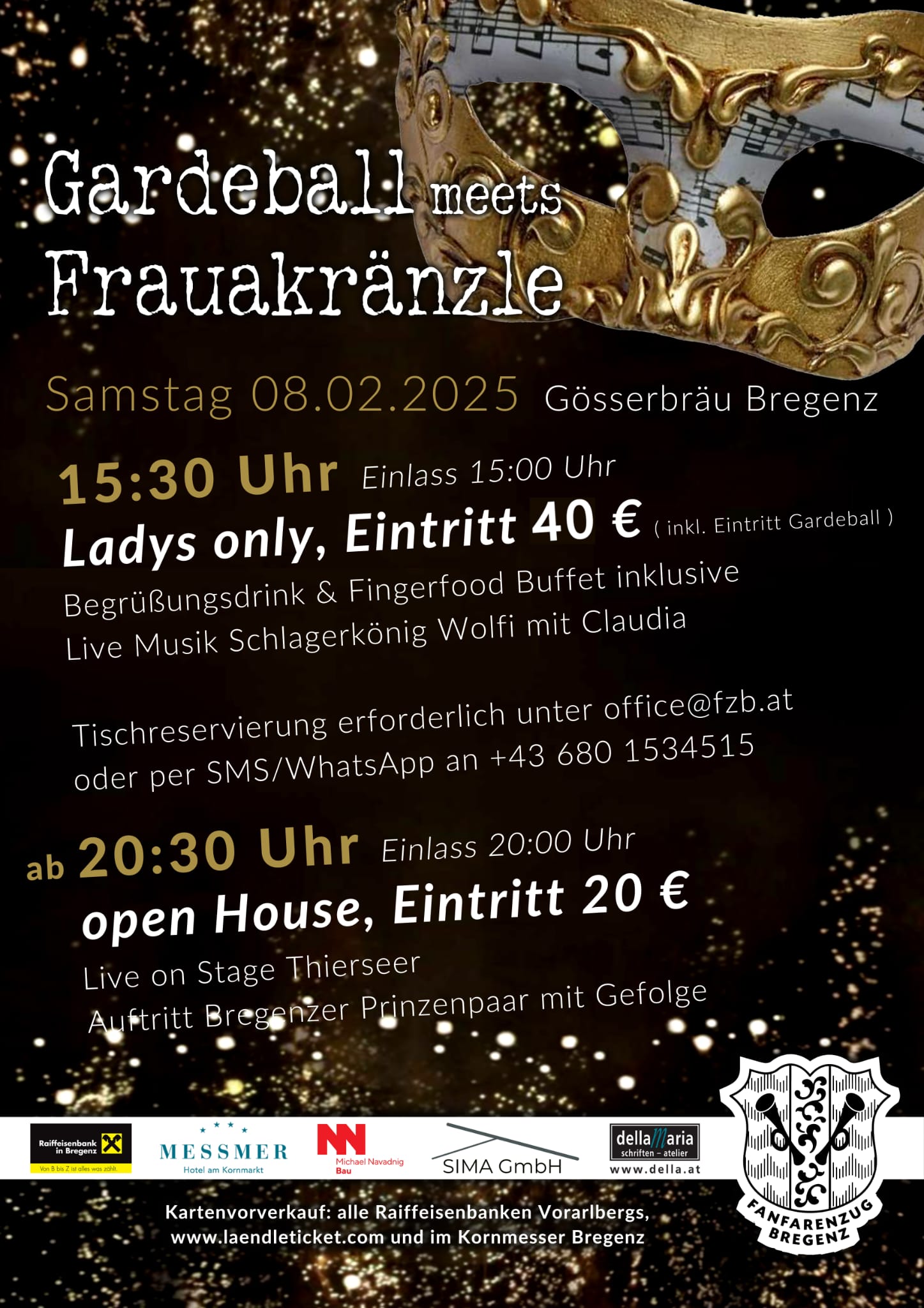 Gardeball meets Frauakränzle am 8. February 2025 @ Gösserbräu Bregenz.