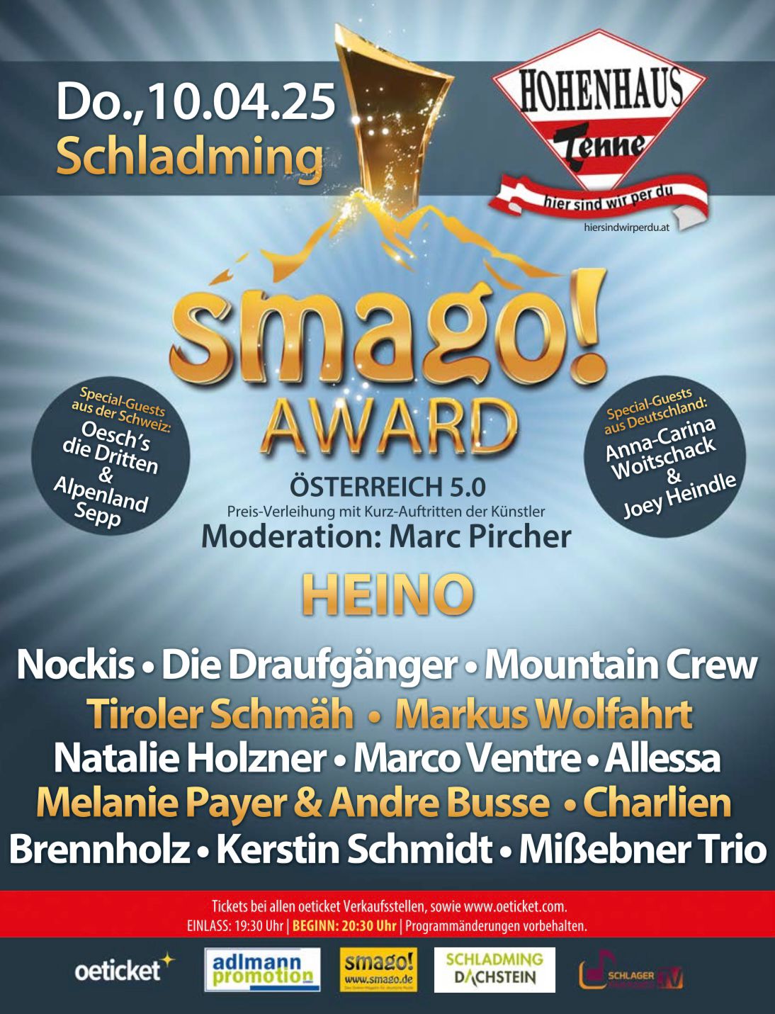 Smago Award Österreich 5.0 am 10. April 2025 @ Hohenhaus Tenne Schladming.