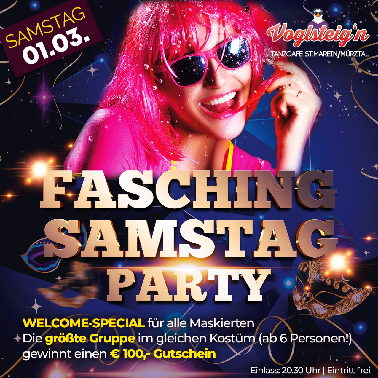 Fasching Samstag Party am 1. March 2025 @ Voglsteig'n St. Marein.