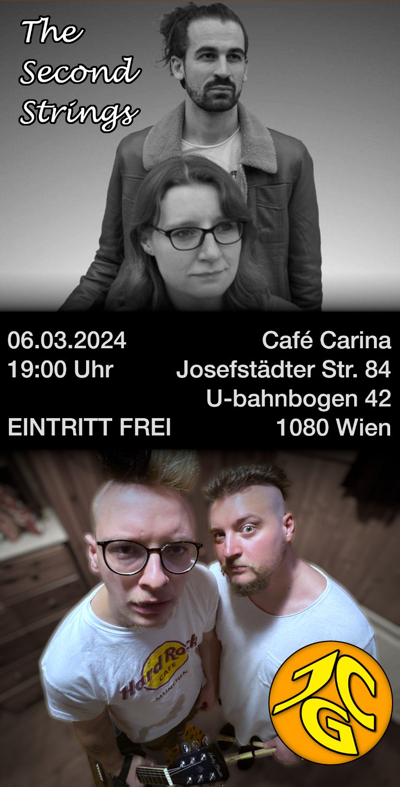 THE SECOND STRINGS & JCG – JUNGECALLGIRLS am 6. March 2024 @ Café Carina.