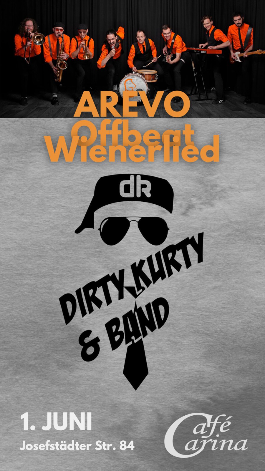 Arevo / Dirty Kurty & Band am 1. June 2024 @ Café Carina.