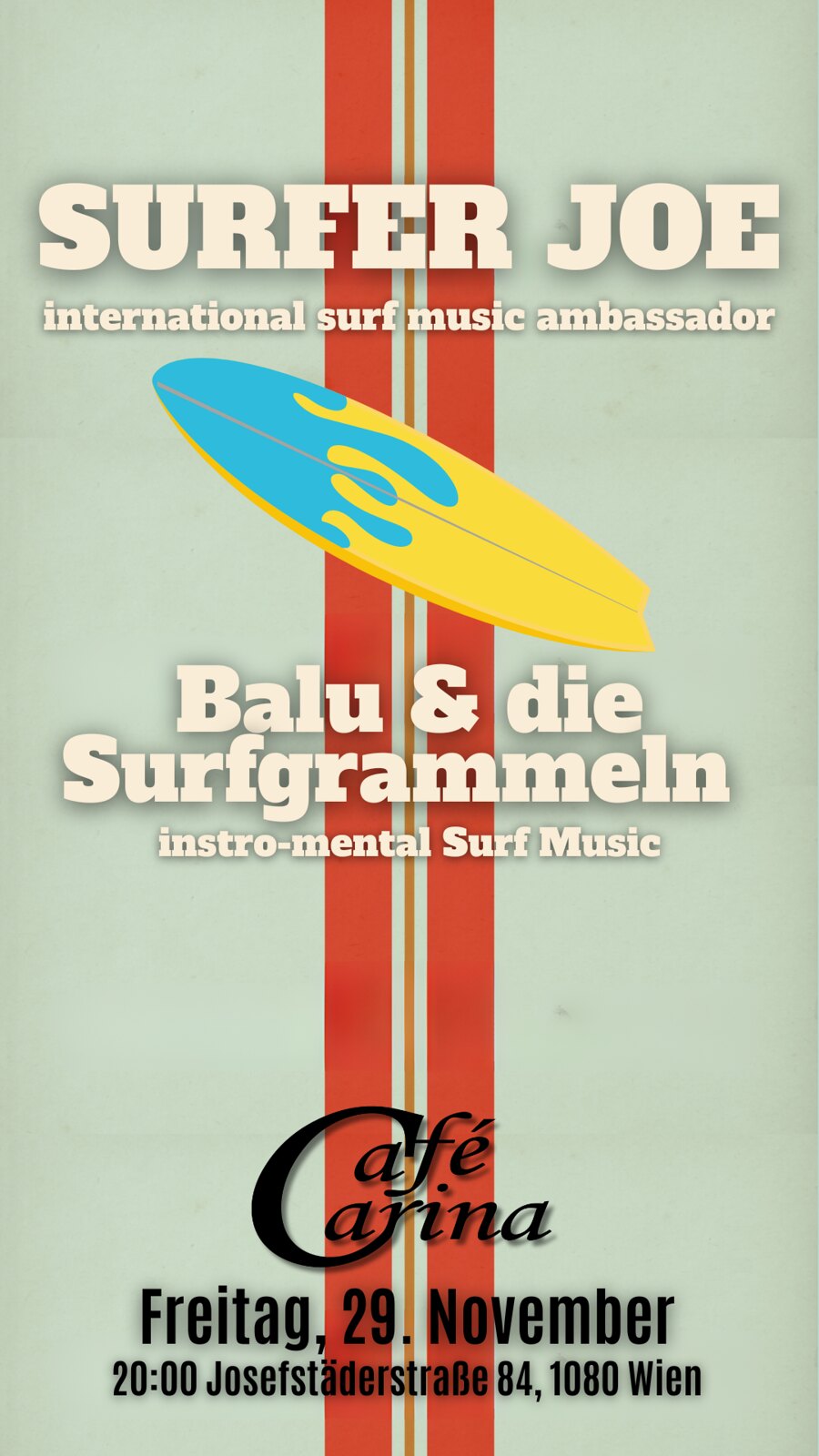 Surfer Joe (it) & Balu + Surfgrammeln (at) am 29. November 2024 @ Café Carina.