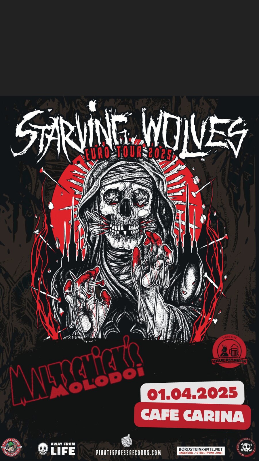 Starving Wolves + Maltschicks Molodoi am 1. April 2025 @ Café Carina.