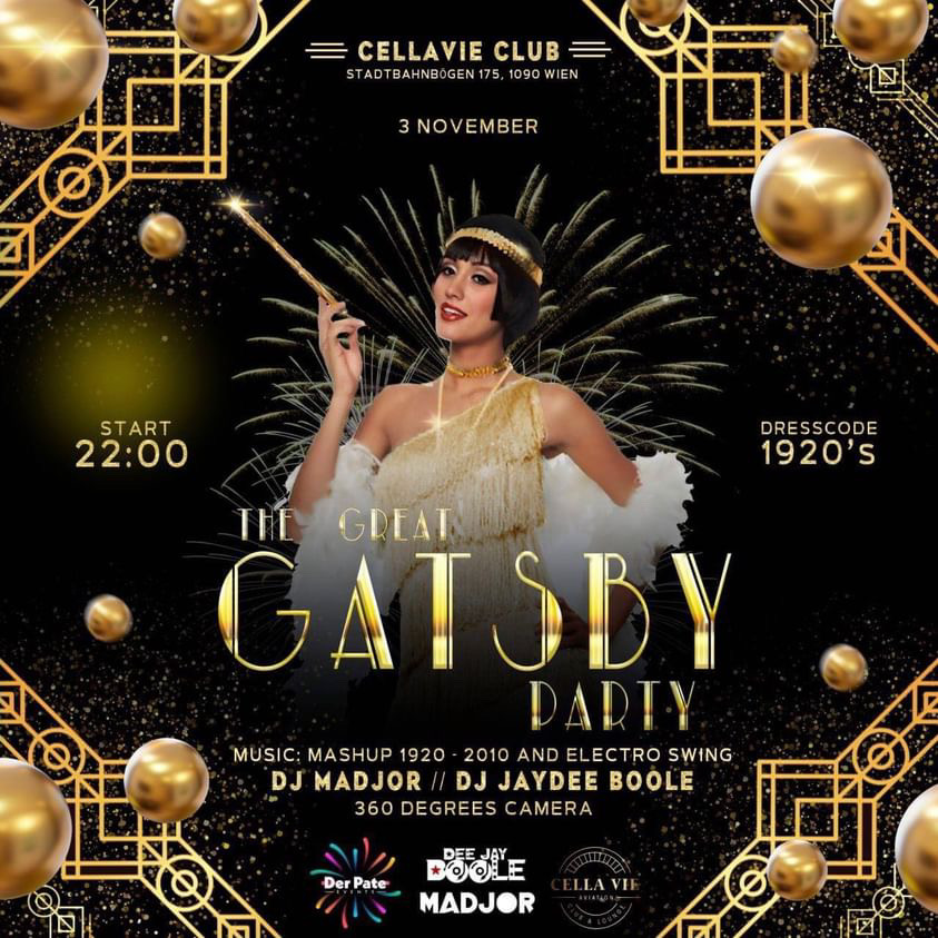 The Great Gatsby Party am 3. November 2023 @ CellaVie Club.