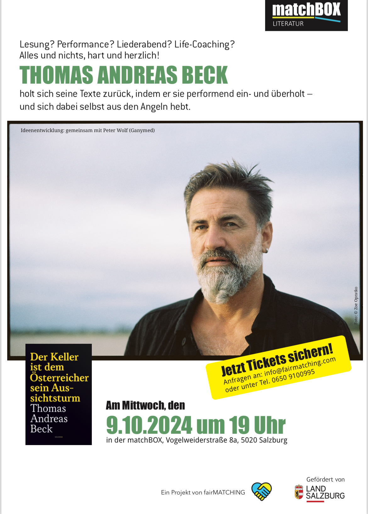 matchBOX Literatur: BECK PERFORMT am 9. October 2024 @ Verein fairMATCHING.