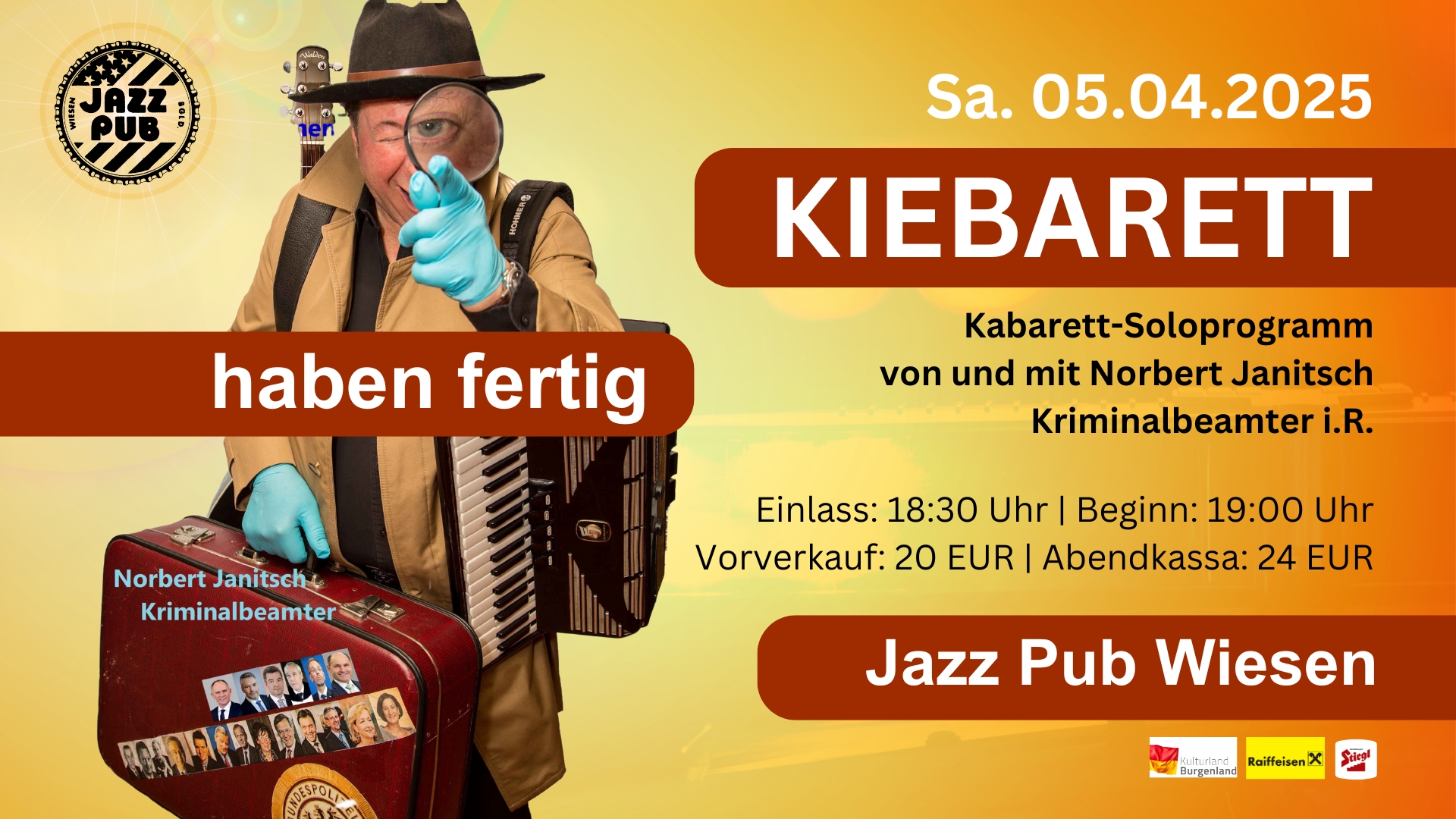 KIEBARETT - haben fertig am 5. April 2025 @ Jazz PUB Wiesen.