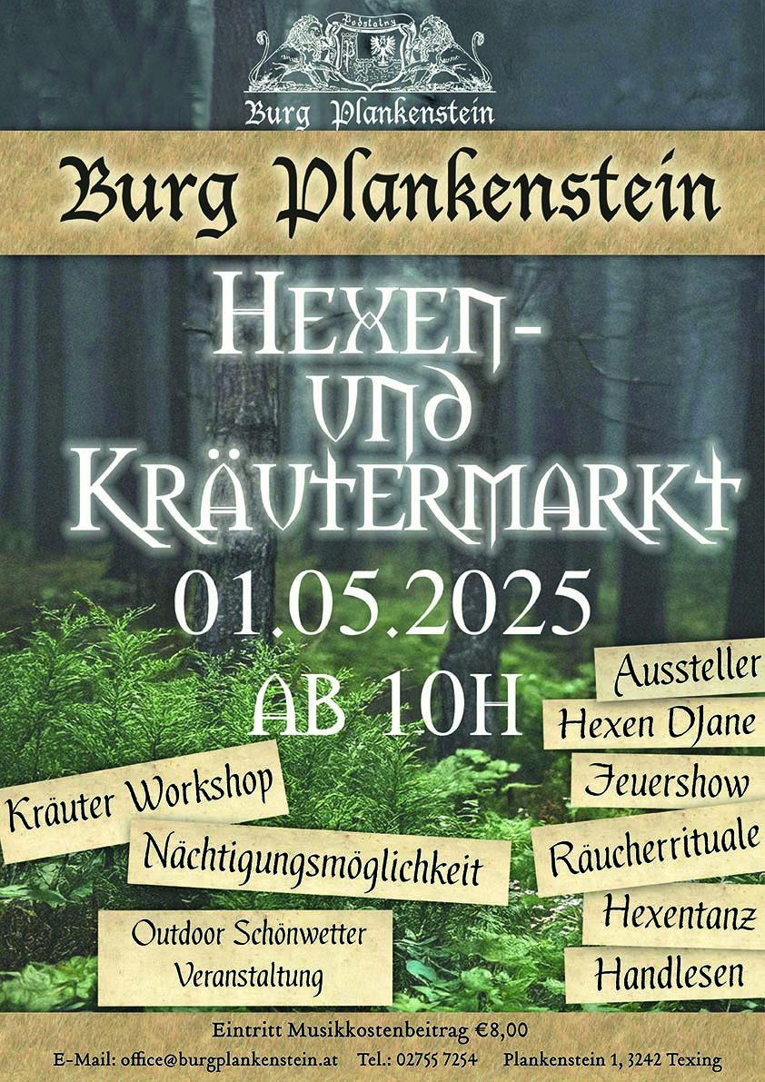 Hexen- und Kräutermarkt am 1. May 2025 @ Burg Plankenstein.