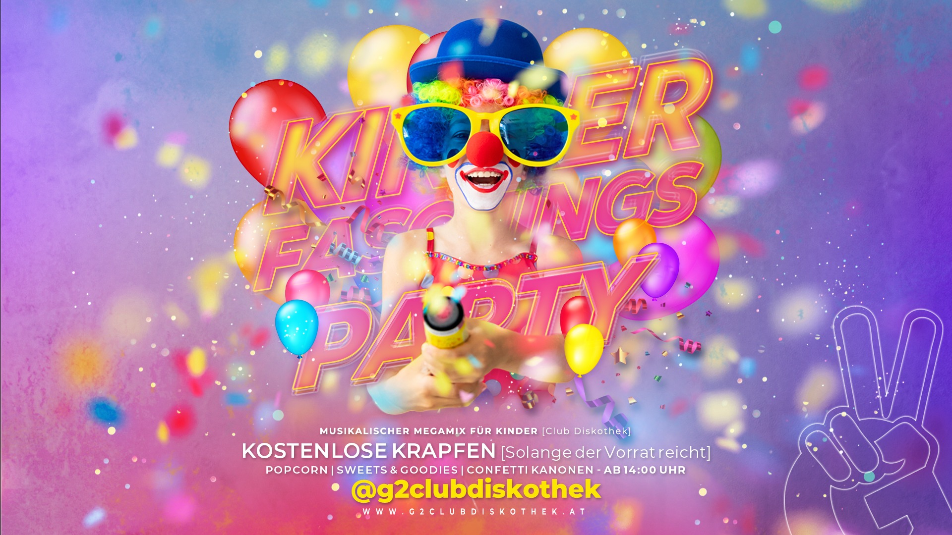 Kinderfasching 2025 am 26. February 2025 @ G2 Club Diskothek.