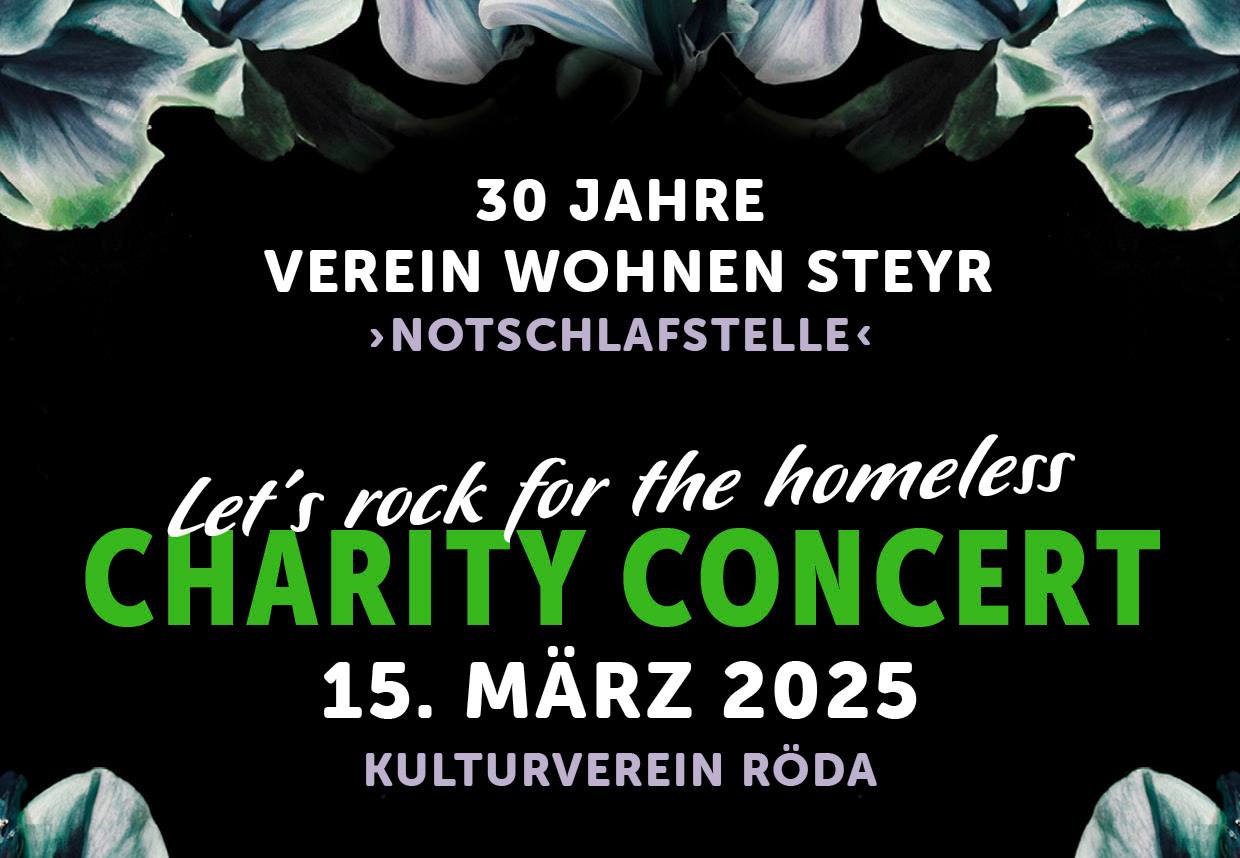 Let's rock for the homeless! am 15. March 2025 @ Kulturverein Röda.