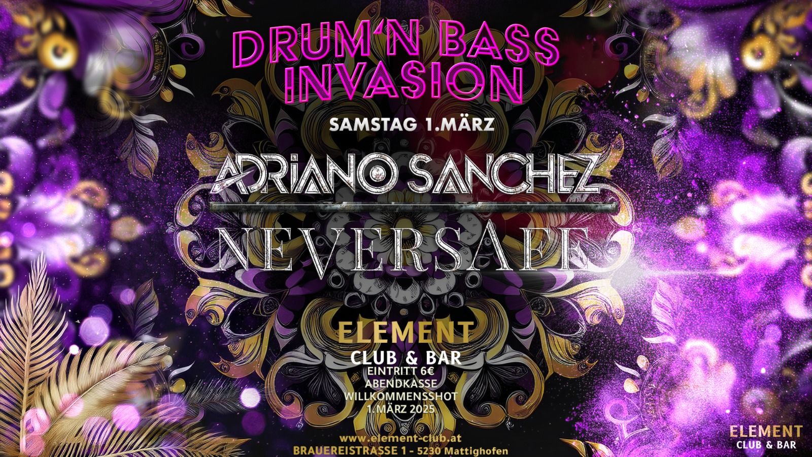 Drum & Bass Invasion am 1. March 2025 @ Element Club & Bar.