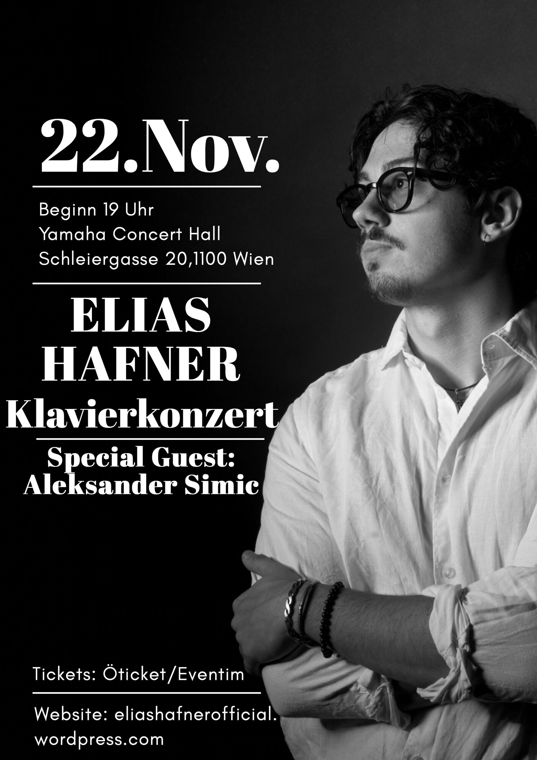 Elias Hafner am 22. November 2024 @ Yamaha Concert Hall Wien.