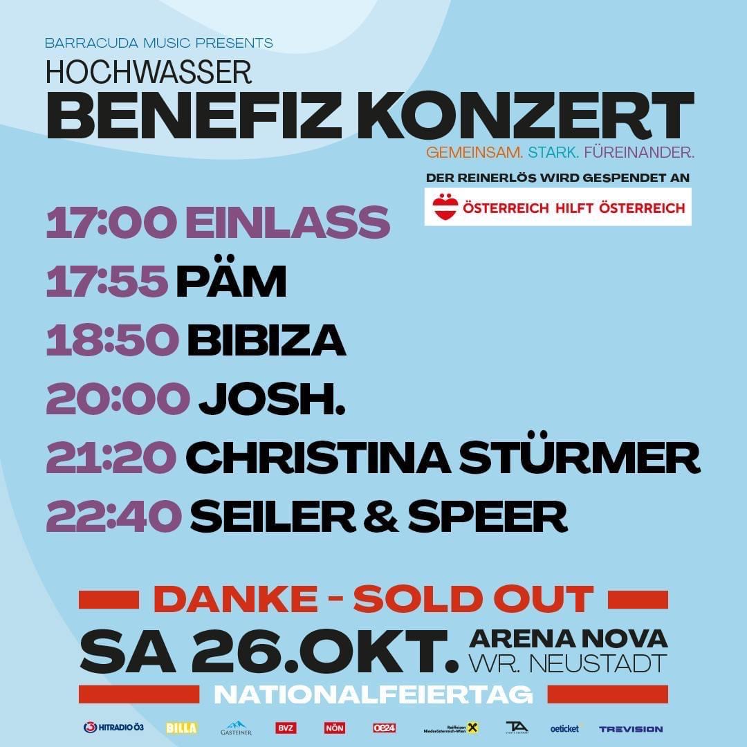 HOCHWASSER BENEFIZKONZERT am 26. October 2024 @ Arena Nova.