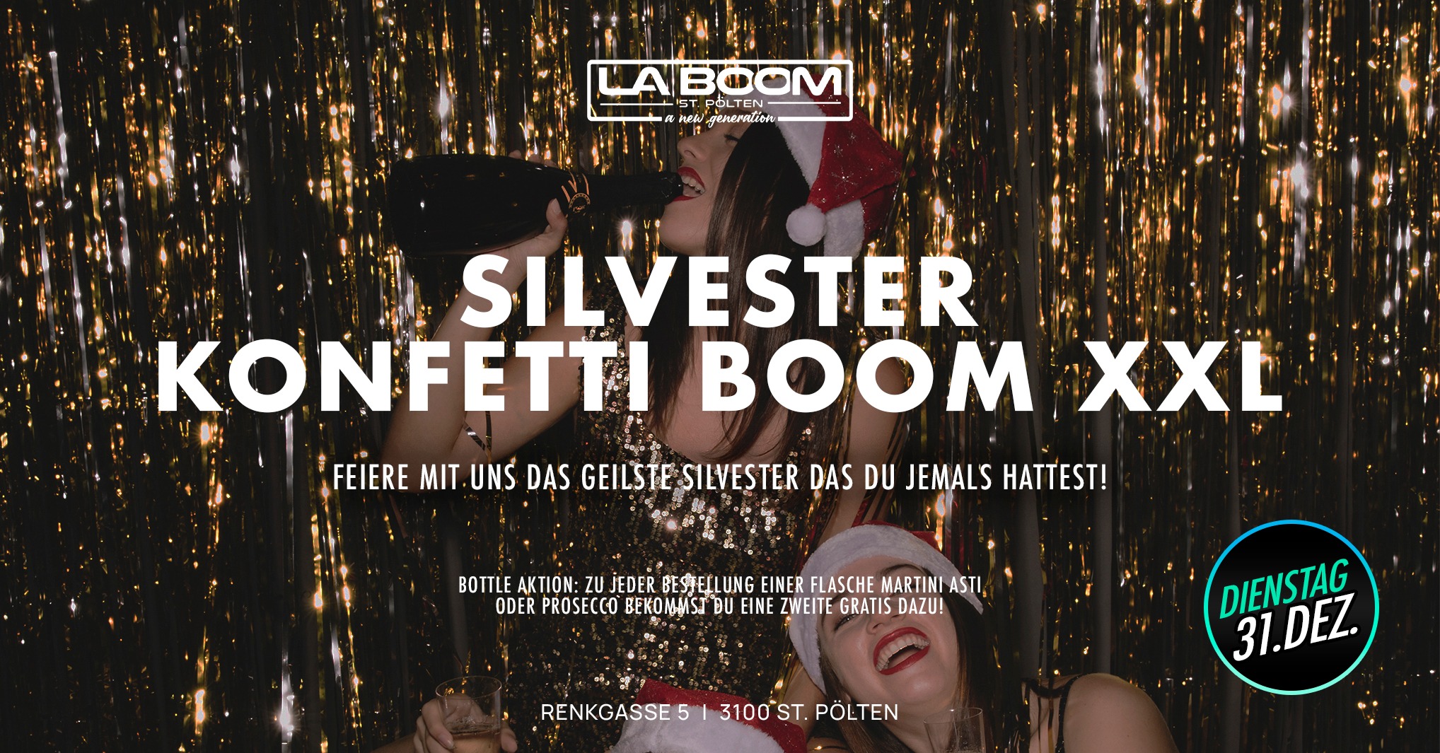 Silvester - Konfetti Boom XXL am 31. December 2024 @ LaBoom St. Pölten.