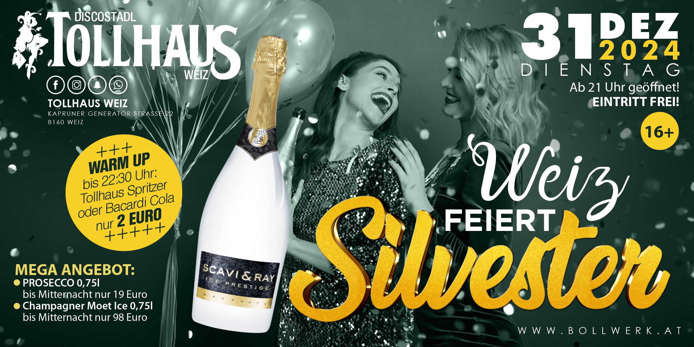 Weiz feiert Silvester am 31. December 2024 @ Tollhaus Weiz.