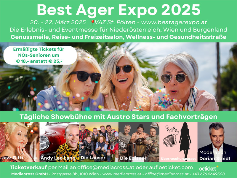 Best Ager Expo am 20. March 2025 @ VAZ St. Pölten.