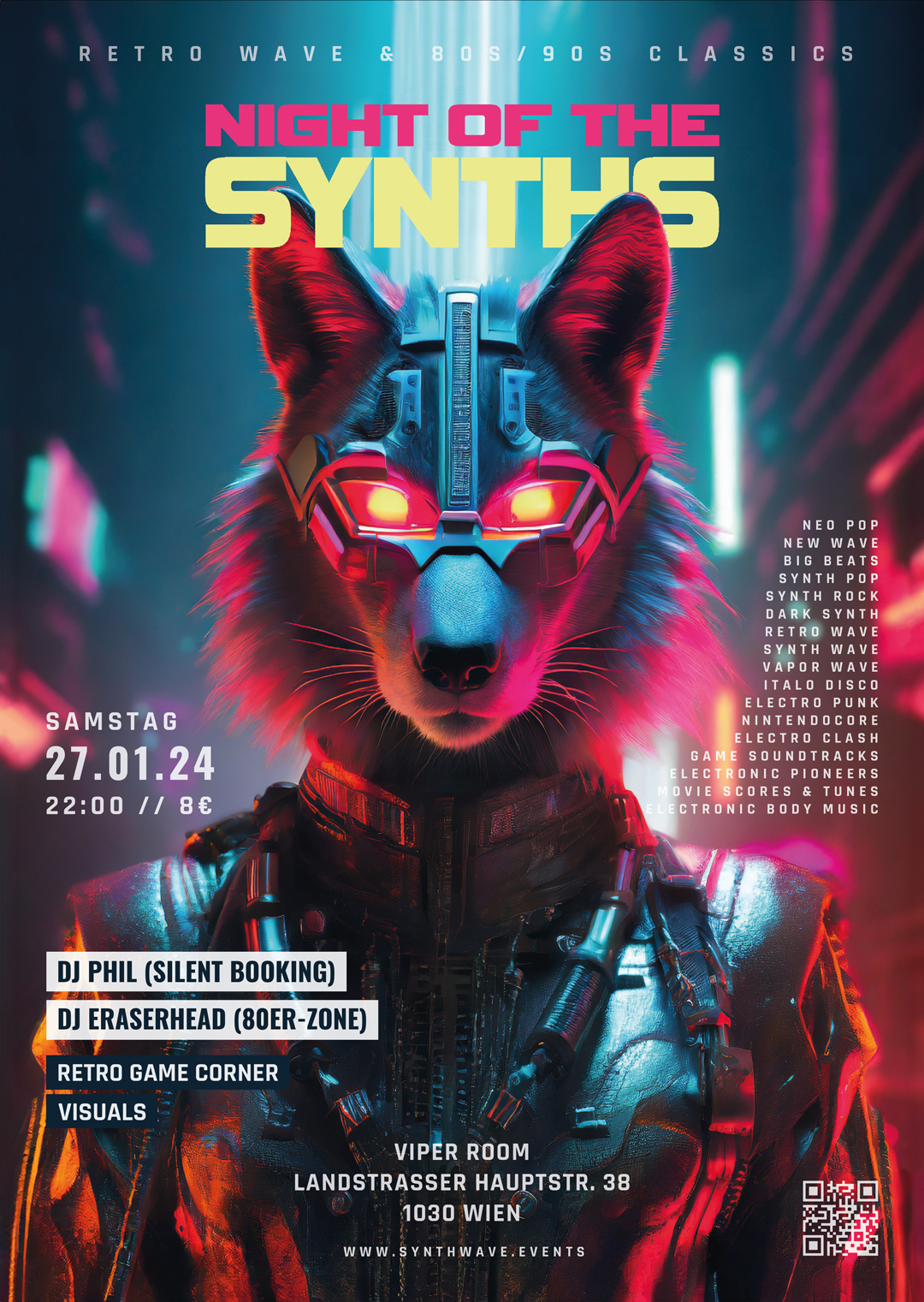 Night of the Synths - Retro Wave & 80s/90s Classics am 27. January 2024 @ Viper Room.