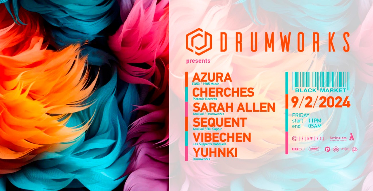 Drumworks presents Azura [1985 Music / EQ50] am 9. February 2024 @ Black Market.