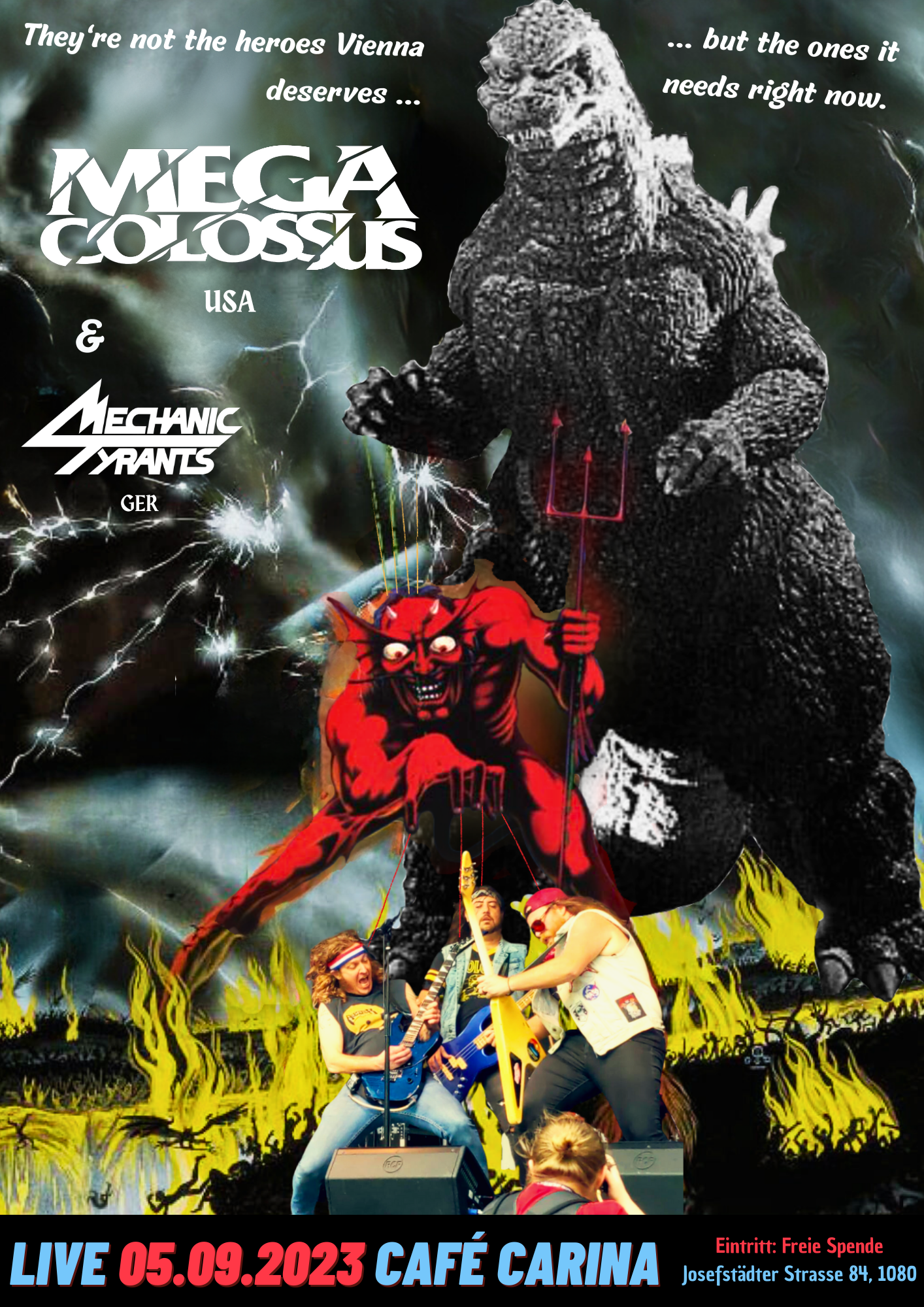 Mega Colossus + Mechanic Tyrants am 5. September 2023 @ Café Carina.