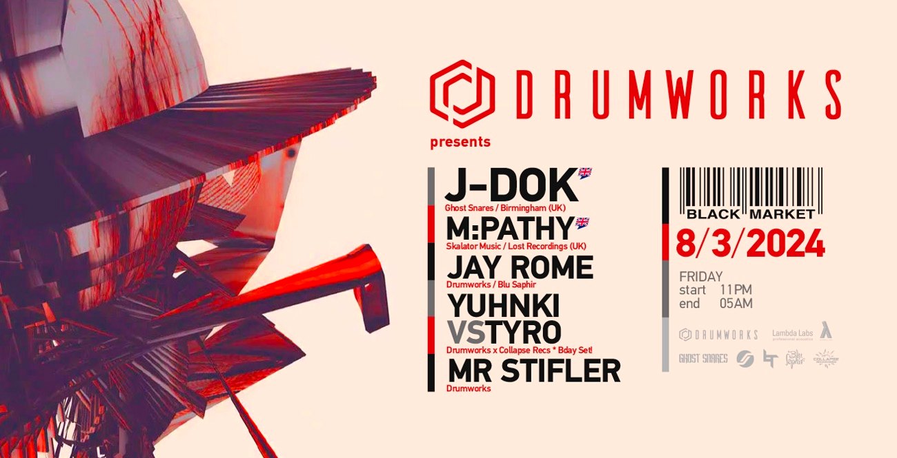 Drumworks presents J-DOK am 8. March 2024 @ Black Market.