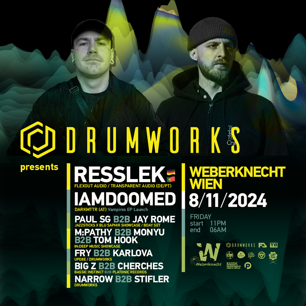 Drumworks pres. RESSLEK am 8. November 2024 @ Weberknecht.