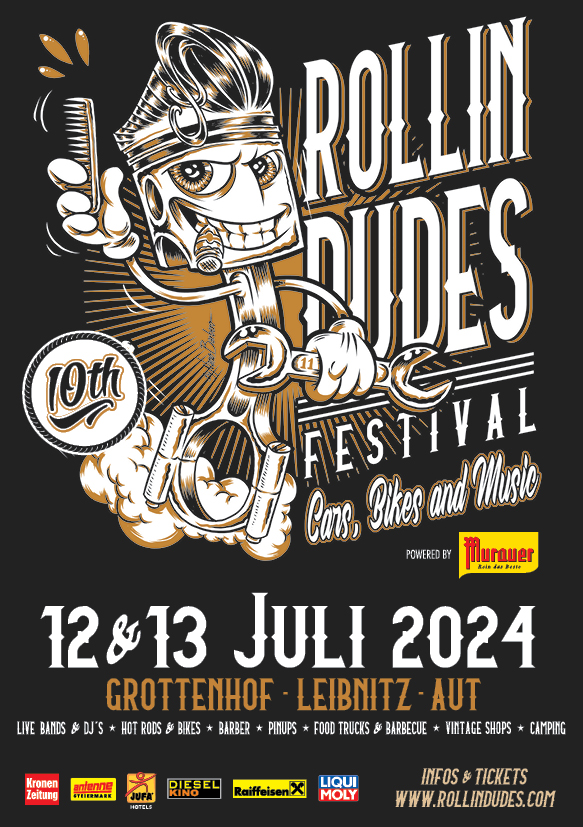 ROLLIN DUDES FESTIVAL - US Cars, Bikes & Rock´n´Roll am 12. July 2024 @ Grottenhof Leibnitz.